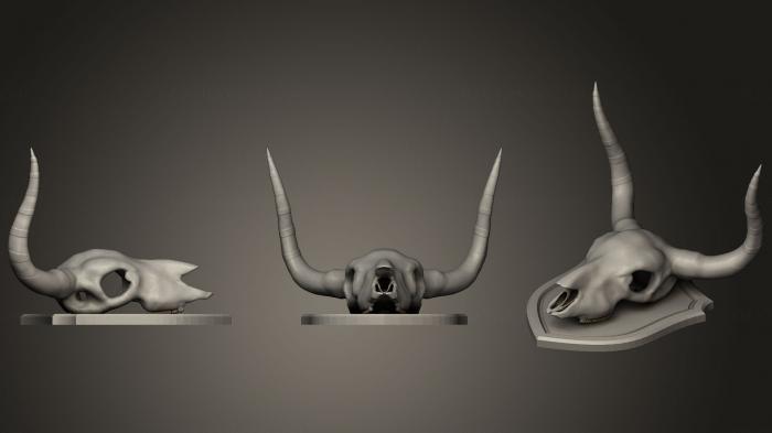 نموذج ثلاثي الأبعاد لآلة CNC أقنعة وكمامات الحيوانات جمجمة البقرة على الدرع